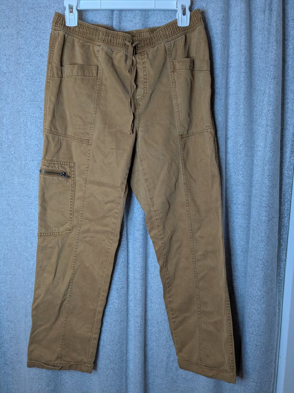 Nicole Miller Womens 8 Rust Orange Cargo Pants Pull-On Drawstring Cuffed Lyocell